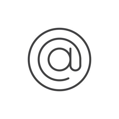 Sembol satırı simgesi anahat vektör işareti, üzerinde beyaz izole doğrusal stil piktogram. E-posta simgesi, logo illüstrasyon. Düzenlenebilir kontur