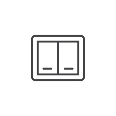 Işık anahtarı satırı simgesi, vektör işareti, anahat üzerinde beyaz izole doğrusal stil piktogram. Elektrik prizine sembolü, logo illüstrasyon. Düzenlenebilir kontur