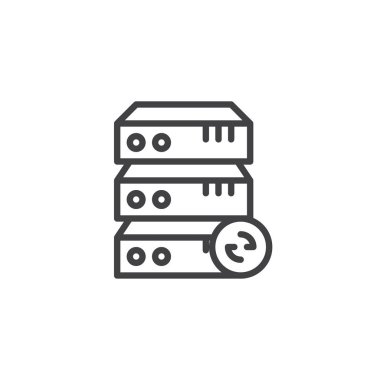 Senkron sürücüsü satırı simgesi, vektör işareti, anahat üzerinde beyaz izole doğrusal stil piktogram. Sembol, logo illüstrasyon. Düzenlenebilir kontur