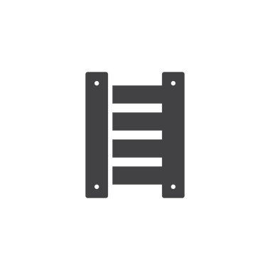 Merdiven simge vektör, dolu düz işareti, üzerinde beyaz izole katı piktogram. Sembol, logo illüstrasyon.