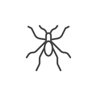 Tahtakurusu satırı simgesi, anahat vektör işareti üzerinde beyaz izole doğrusal stil piktogram. Böceği sembolü, logo illüstrasyon. Düzenlenebilir kontur