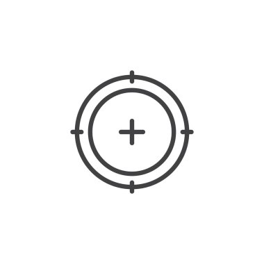 Hedef anahat simgesini. Mobil kavramı ve web tasarım için doğrusal stili işaret. Amaç basit çizgi vektör simgesi. Sembol, logo illüstrasyon. Piksel mükemmel vektör grafikleri