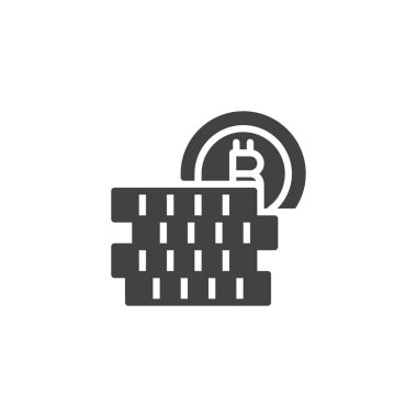 Bitcoin yığılmış sikke vektör simgesi. Mobil kavramı ve web tasarım için düz işareti dolu. Sanal cryptocurrency para basit katı simgesi. Sembol, logo illüstrasyon. Piksel mükemmel vektör grafikleri