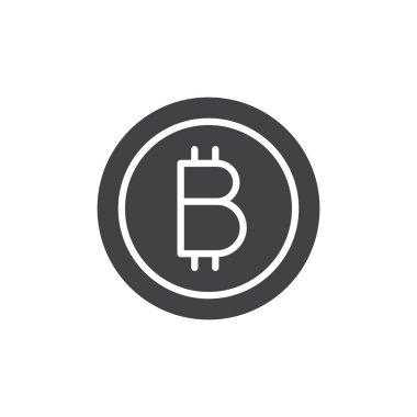 Bitcoin vektör simgesi. Mobil kavramı ve web tasarım için düz işareti dolu. Cryptocurrency para basit katı simgesi. Internet para sembol, logo illüstrasyon. Piksel mükemmel vektör grafikleri