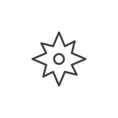 Pusula Rüzgar gülü satırı simgesi, vektör işareti, anahat üzerinde beyaz izole doğrusal stil piktogram. Sembol, logo illüstrasyon. Düzenlenebilir kontur