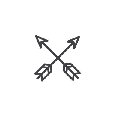 Oklar satırı simgesi anahat vektör işareti, üzerinde beyaz izole doğrusal stil piktogram. Batı sembol, logo illüstrasyon. Düzenlenebilir kontur