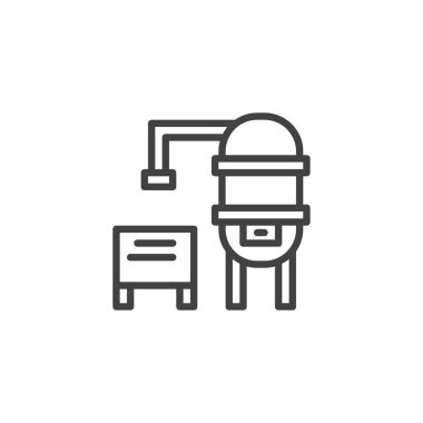 Tarım silo anahat simgesi. Mobil kavramı ve web tasarım için doğrusal stili işaret. Tahıl silosu basit çizgi vektör simgesi. Sembol, logo illüstrasyon. Piksel mükemmel vektör grafikleri