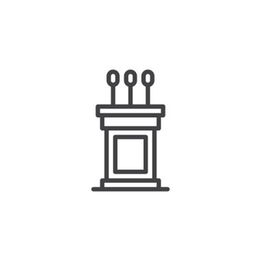 Podyum anahat simgesi. Mobil kavramı ve web tasarım için doğrusal stili işaret. Tribün basit çizgi vektör simgesi. Sembol, logo illüstrasyon. Piksel mükemmel vektör grafikleri