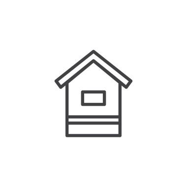 Ahşap kovan satırı simgesi, anahat vektör işareti üzerinde beyaz izole doğrusal stil piktogram. Arıcılık, apiculture simgesi, logo illüstrasyon. Düzenlenebilir kontur