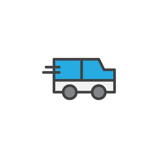 Ciężarówka Ekspresowe Dostawy Wypełnionym Ikonę Konturu Linia Wektor Znak Liniowy — Wektor stockowy