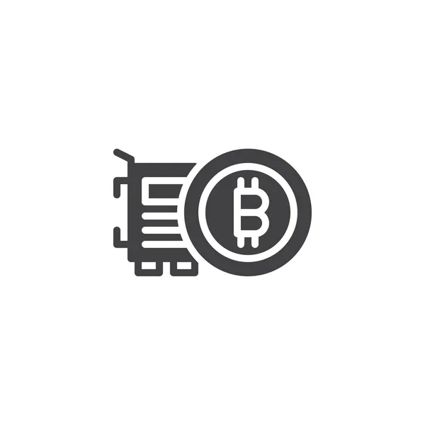 Bitcoin Vídeo Ícone Vetor Placa Gráfica Sinal Plano Cheio Para — Vetor de Stock