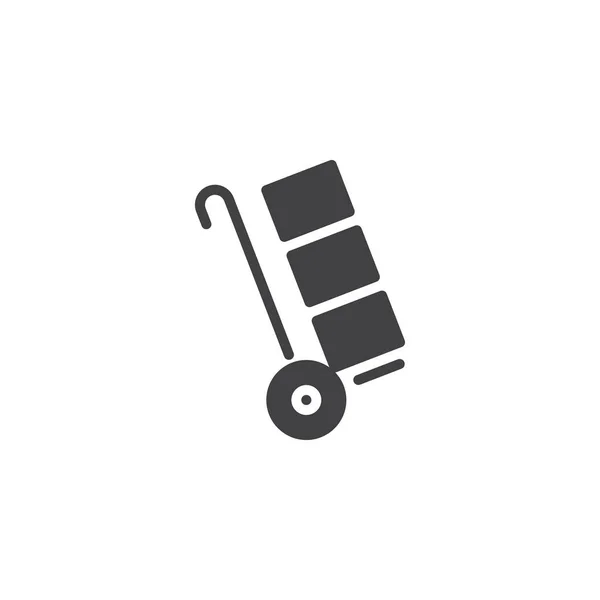 Trolley Handwagen Mit Pappkartons Symbol Vektor Gefüllte Flache Schild Solides — Stockvektor