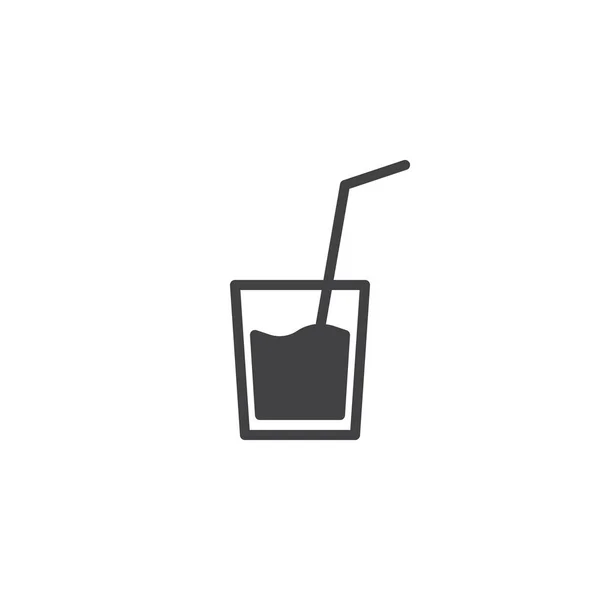 Verre Cocktail Avec Vecteur Icône Paille Panneau Plat Rempli Pictogramme — Image vectorielle