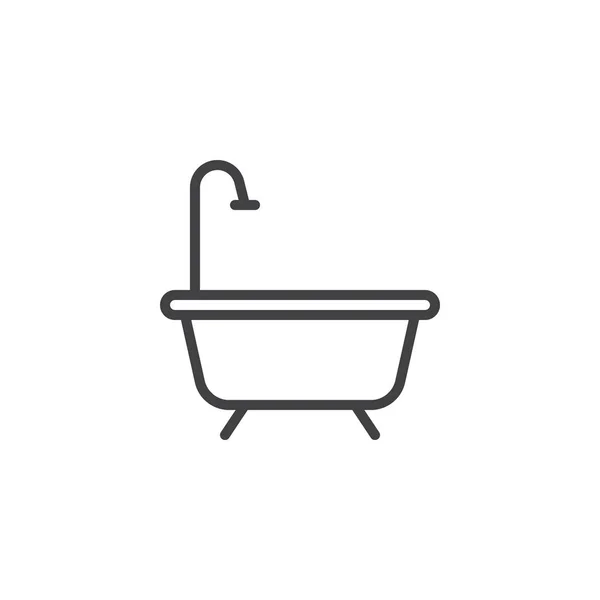 Icona Del Profilo Della Vasca Bagno Segno Stile Lineare Concetto — Vettoriale Stock