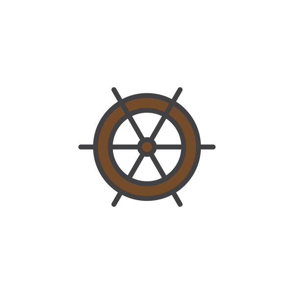 Ship steering wheel filled outline icon, line vector sign, linear colorful pictogram isolated on white. Ship helm symbol, logo illustration. Pixel perfect vector graphics