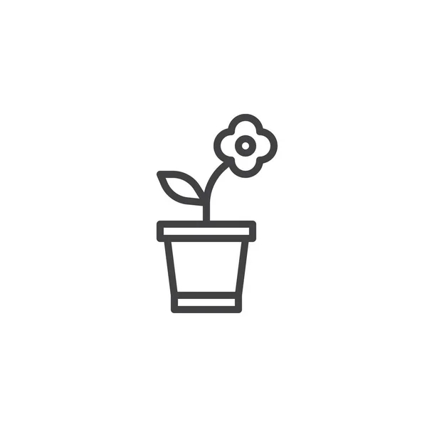 Квітка Горщику Контур Значок Знак Лінійного Стилю Мобільної Концепції Веб — стоковий вектор