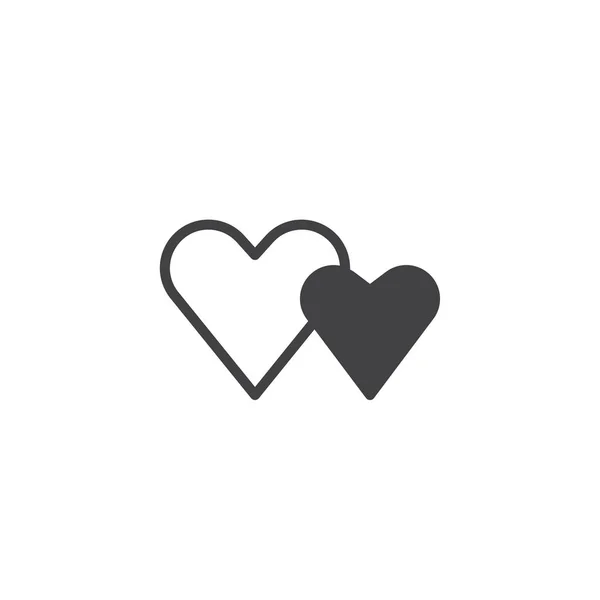 Två Valentine Hjärtan Ikonen Vektor Fyllda Platta Tecken Solid Piktogram — Stock vektor