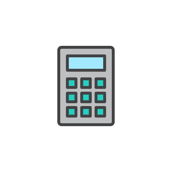 Calculadora Llena Icono Del Contorno Signo Vector Línea Pictograma Colorido — Vector de stock