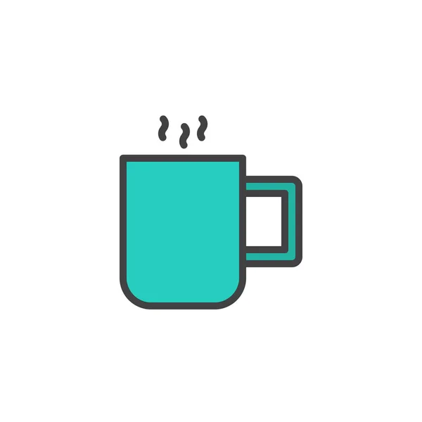 Hot Coffee Cup Filled Outline Icon Line Vector Sign Linear - Stok Vektor
