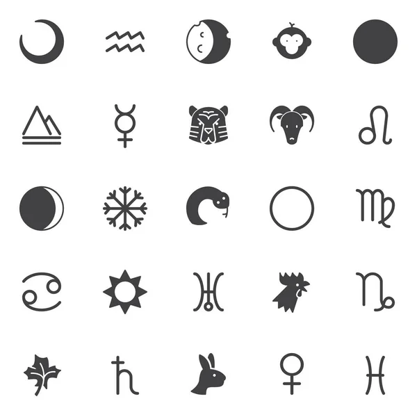 Astrologie Vektor Icons Set Moderne Solide Symbolsammlung Gefülltes Piktogrammpaket Zeichen — Stockvektor