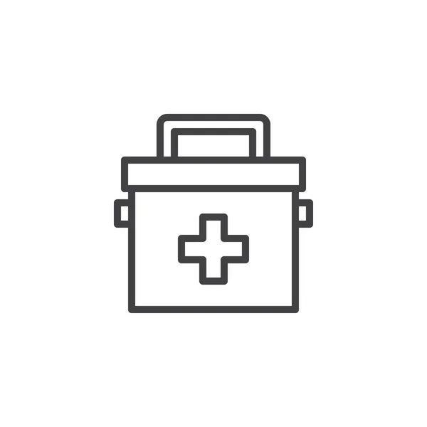 医療バッグ ライン アイコン アウトライン ベクトル記号 直線的なスタイルのピクトグラムが白で隔離 応急キットのシンボル ロゴの図 編集可能なストローク — ストックベクタ