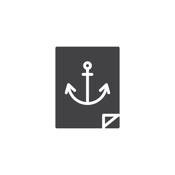 海军锚点贴纸矢量图标 填充平面符号的移动概念和网页设计 海洋简单的固体图标 徽标插图 像素完美矢量图形 — 图库矢量图片
