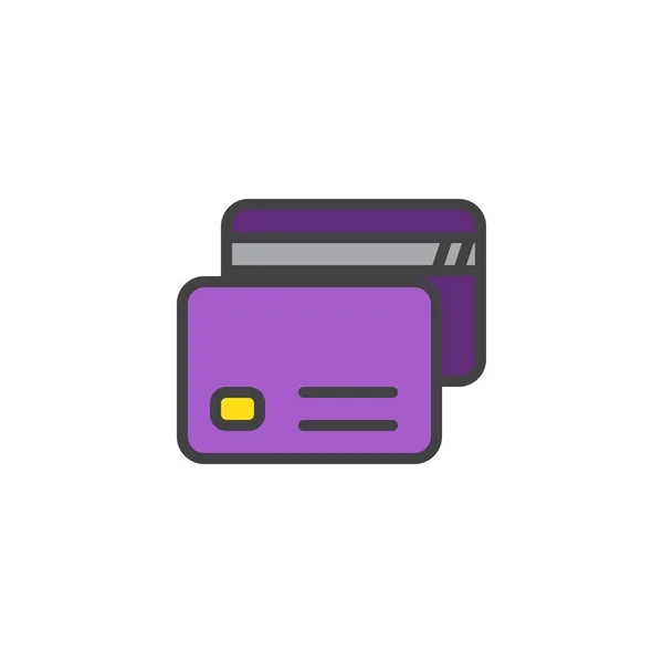 Tarjetas Crédito Llenas Icono Del Contorno Signo Vector Línea Pictograma — Vector de stock