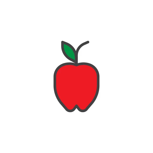 Apfelfrucht Gefüllte Umrisssymbole Linienvektorzeichen Lineares Buntes Piktogramm Isoliert Auf Weiß — Stockvektor