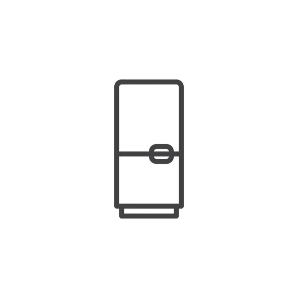 冷蔵庫のアウトラインのアイコン 携帯電話の概念と Web デザインの直線的なスタイルの標識です 冷蔵庫のシンプルなラインのベクトルのアイコン シンボル ロゴの図 ピクセル完璧なベクトル グラフィック — ストックベクタ
