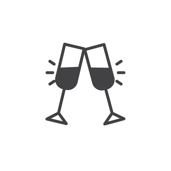 乾杯グラス飲み物アイコン ベクトルはいっぱいフラット記号 白で隔離固体のピクトグラムです トースト シンボル ロゴの図 — ストックベクタ