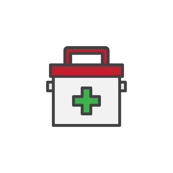 応急処置キットは アウトライン アイコン 行ベクトル記号 白で隔離線形のカラフルな絵文字に満ちています 医療バッグのシンボル ロゴの図 ピクセル完璧なベクトル グラフィック — ストックベクタ