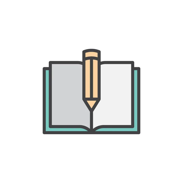 Βιβλίο Κειμένων Και Στυλό Γεμάτο Εικονίδιο Διάρθρωσης Σημάδι Διάνυσμα Γραμμή — Διανυσματικό Αρχείο