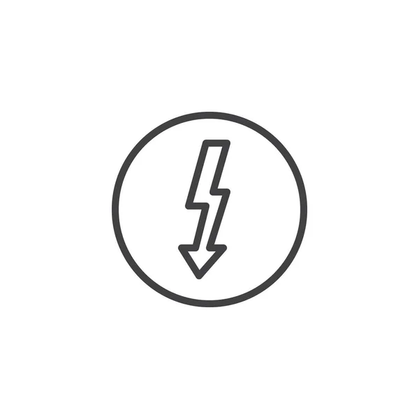 Stromzeichenzeichensymbol Umrissvektorzeichen Lineares Stilpiktogramm Auf Weiß Isoliert Hochspannungssymbol Logo Illustration — Stockvektor