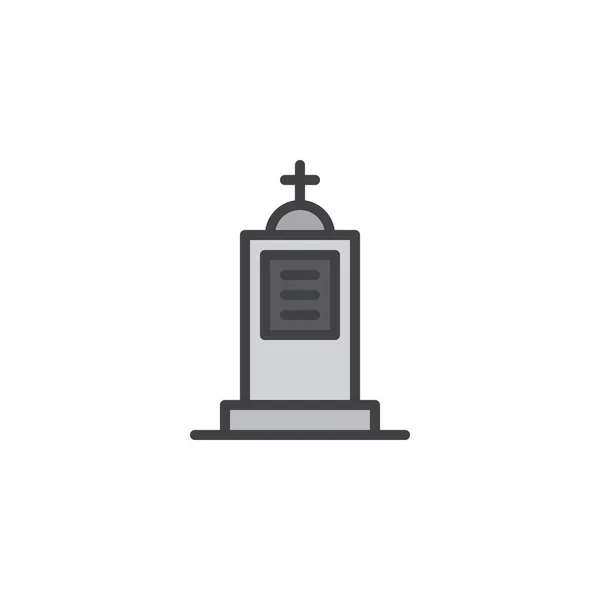 Кладбище Заполнено Значком Контура Знаком Вектора Линии Линейной Красочной Пиктограммой — стоковый вектор