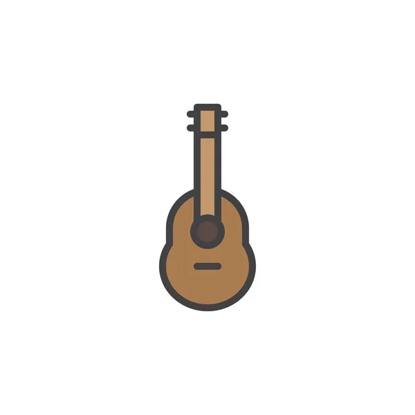 Gitara Akustyczna Wypełnionym Ikonę Konturu Linia Wektor Znak Liniowy Piktogram — Wektor stockowy