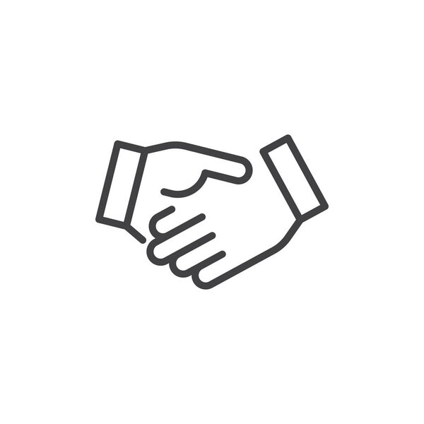 Business handshake line icon, outline vector sign, linear style pictogram isolated on white. Agreement, Shaking hands symbol, logo illustration. Editable stroke