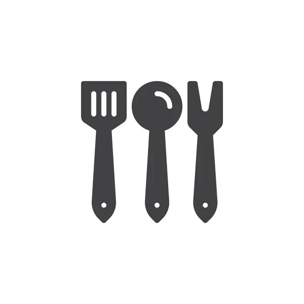 Kitchen Cutlery Icon Vector Filled Flat Sign Solid Pictogram Isolated — Stock Vector