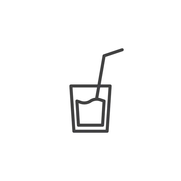 Verre à cocktail avec icône de ligne de paille — Image vectorielle