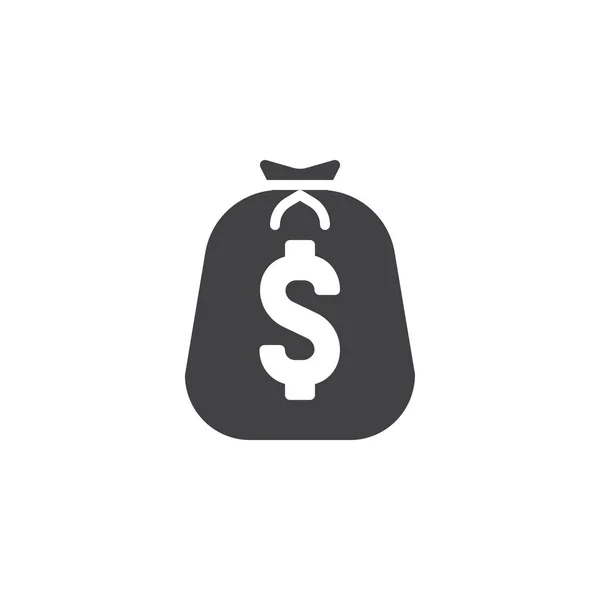 Big Bag Coins Vector Icono Lleno Signo Plano Pictograma Sólido — Vector de stock