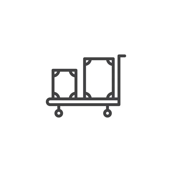 Hotel Trolley Mit Kofferumriss Symbol Lineares Stilschild Für Mobiles Konzept — Stockvektor
