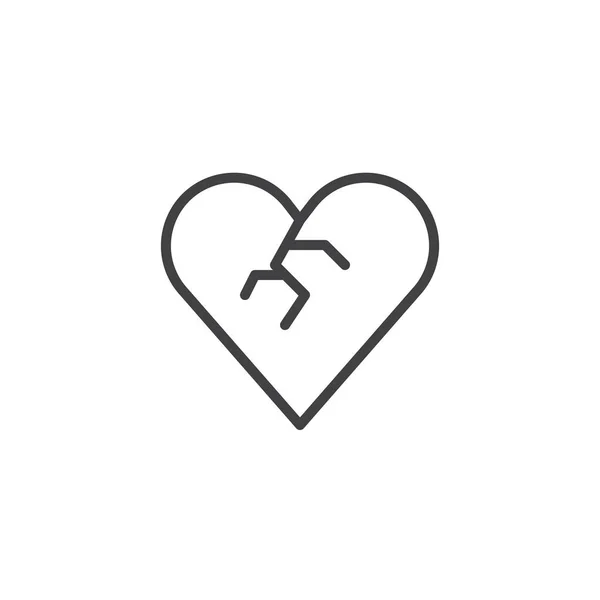 Разбитая Иконка Линии Сердца Очертания Векторного Знака Пиктограмма Линейного Стиля — стоковый вектор