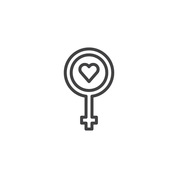 Female Gender Symbol Heart Line Icon Outline Vector Sign Linear — Stock Vector