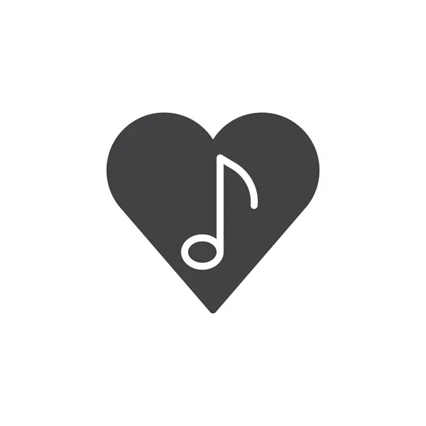 Hudební Nota Vektorové Ikony Srdce Plné Ploché Znamení Solidní Piktogram — Stockový vektor