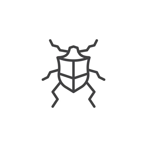 Beetle Satırı Simgesi Vektör Işareti Anahat Üzerinde Beyaz Izole Doğrusal — Stok Vektör