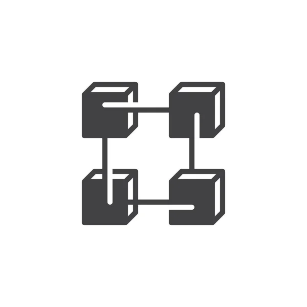 区块链矢量图标 填充平面符号的移动概念和网页设计 服务器网络简单的实体图标 徽标插图 像素完美矢量图形 — 图库矢量图片