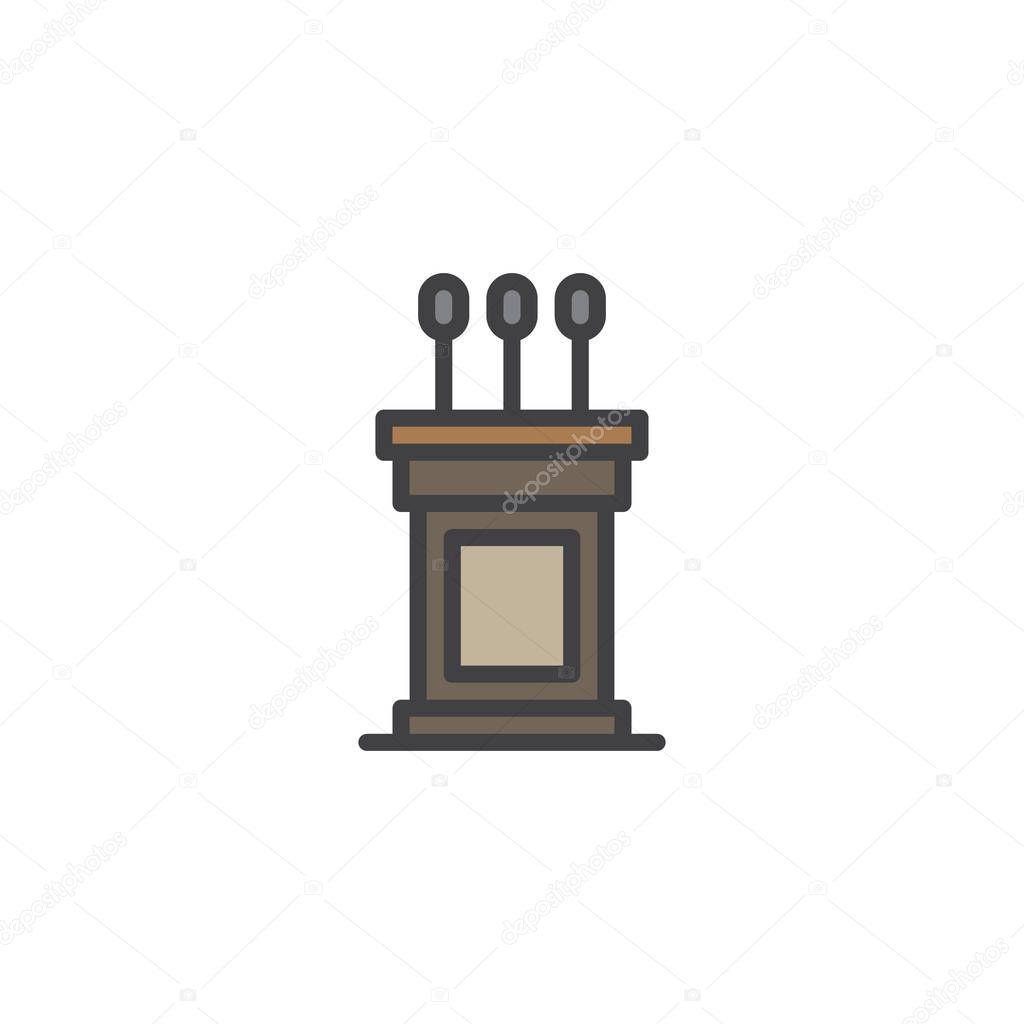 Podium filled outline icon, line vector sign, linear colorful pictogram isolated on white. Tribune symbol, logo illustration. Pixel perfect vector graphics