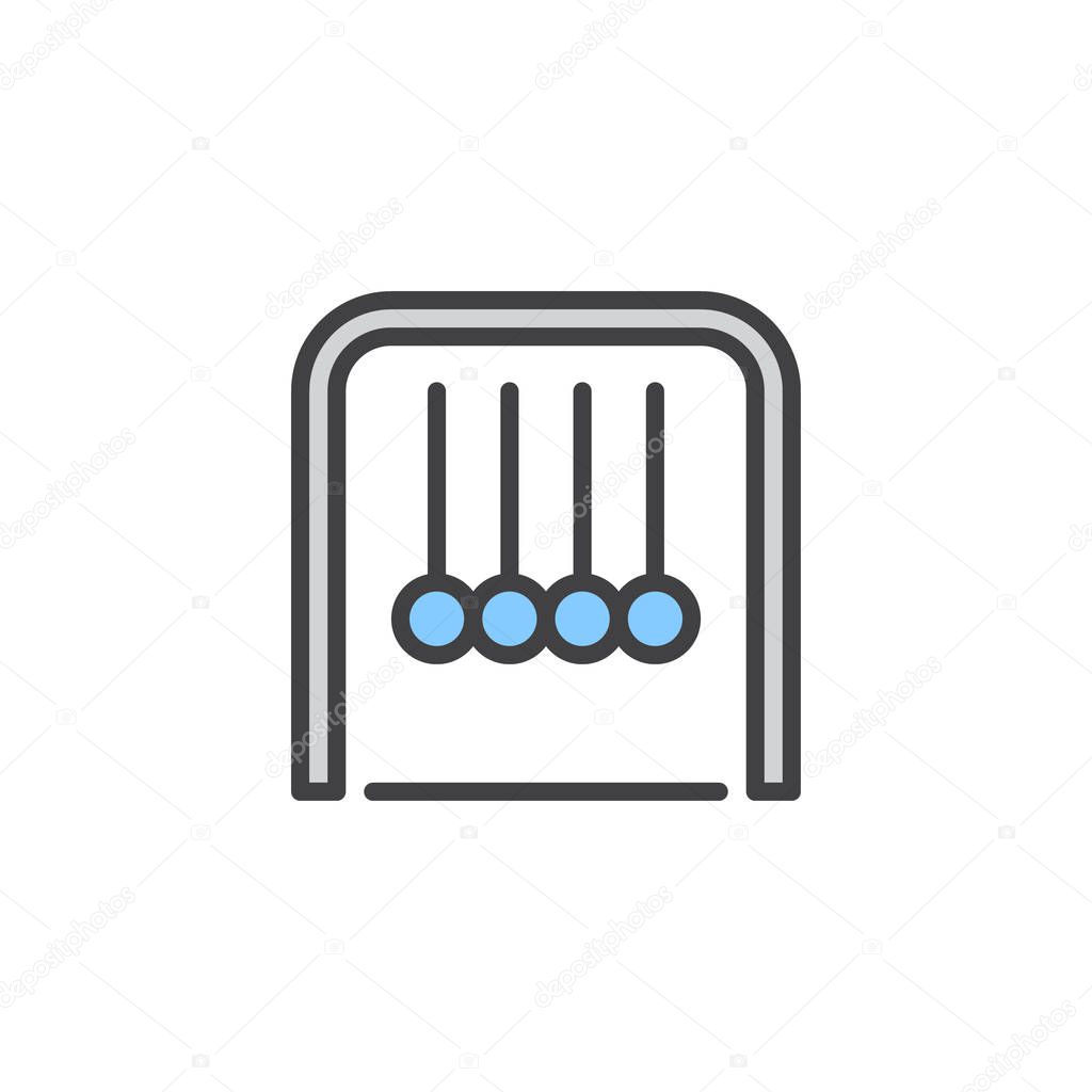 Newton cradle filled outline icon, line vector sign, linear colorful pictogram isolated on white. Physics symbol, logo illustration. Pixel perfect vector graphics
