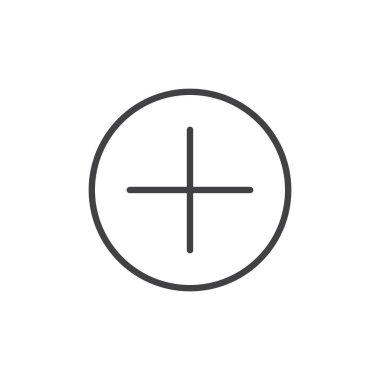 Düğme satırı simgesi eklemek için vektör işareti, anahat üzerinde beyaz izole doğrusal stil piktogram. Artı simgesi, logo illüstrasyon. Düzenlenebilir kontur