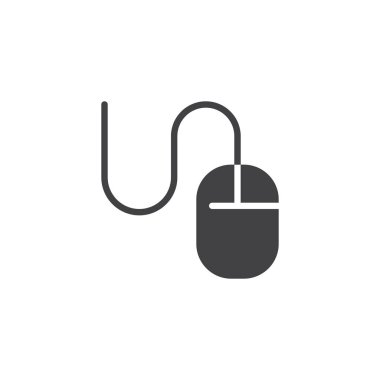 Bilgisayar fare simgesi vektör, düz işareti, üzerinde beyaz izole katı piktogram dolu. Tıklatın simgesi, logo illüstrasyon.