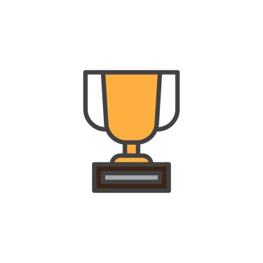 Kupa dolu anahat simgesini, çizgi vektör işareti, üzerinde beyaz izole doğrusal renkli sembol. Şampiyonlar Kupası sembolü, logo illüstrasyon. Piksel mükemmel vektör grafikleri